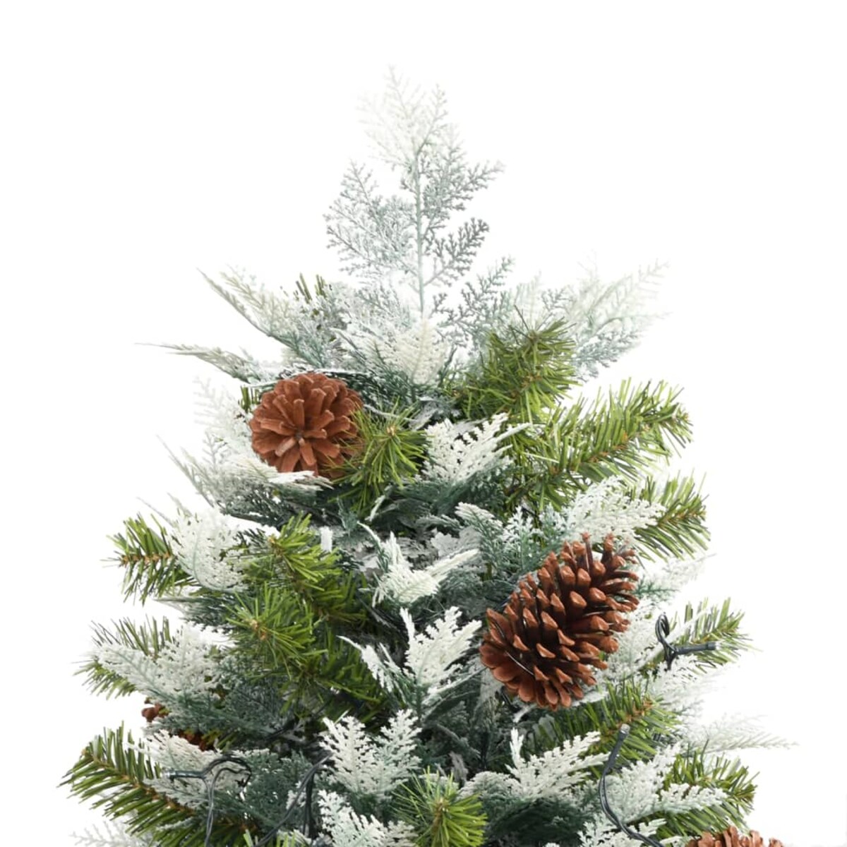 vidaXL Sztuczna choinka z lampkami i szyszkami, zielona 195 cm, PVC/PE