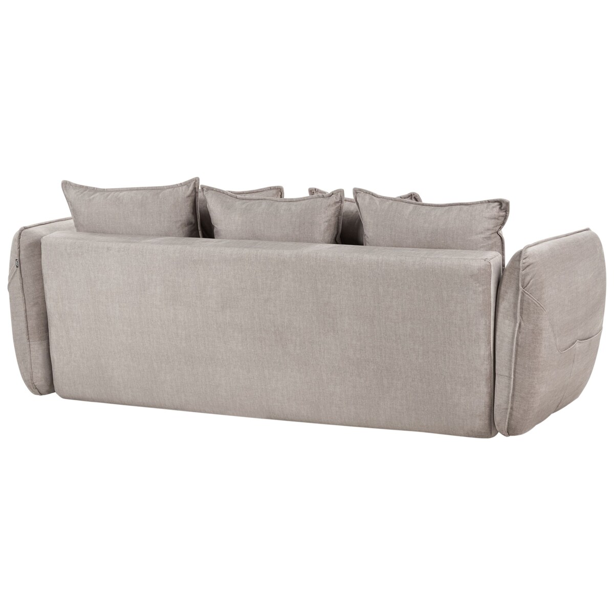Sofa rozkładana welurowa z pojemnikiem beżowoszara VALLANES