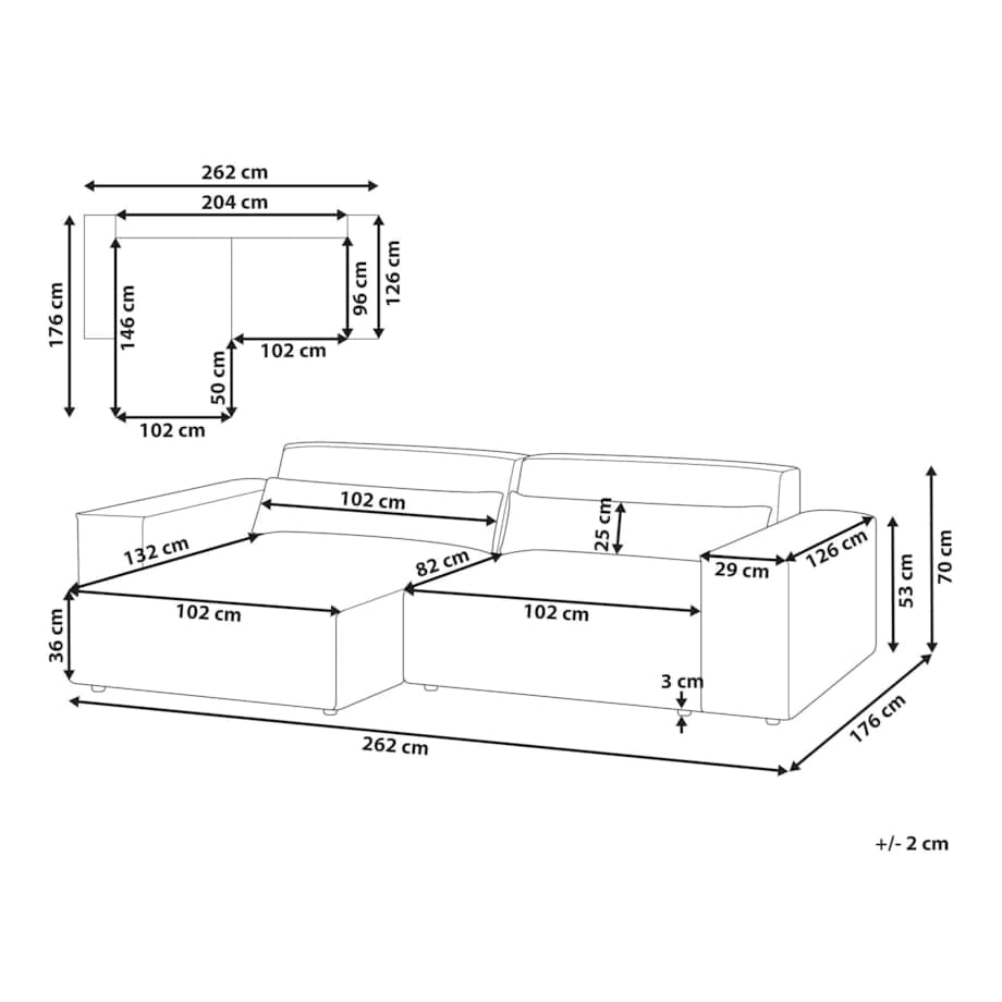 Narożnik modułowy 2-osobowy welurowy prawostronny beżowy HELLNAR