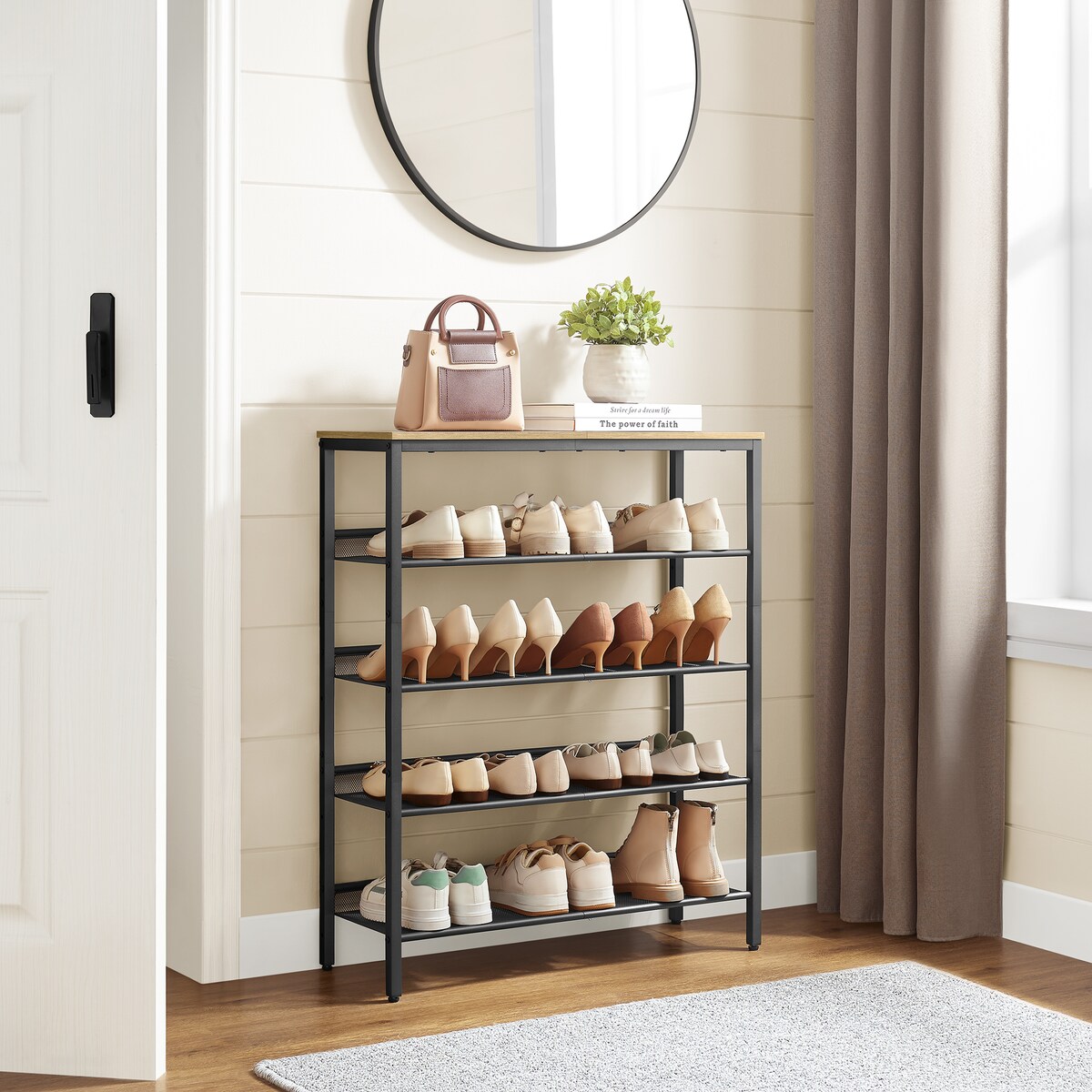 Szafka Na Buty w stylu loftowym dąb Artisan, czarny