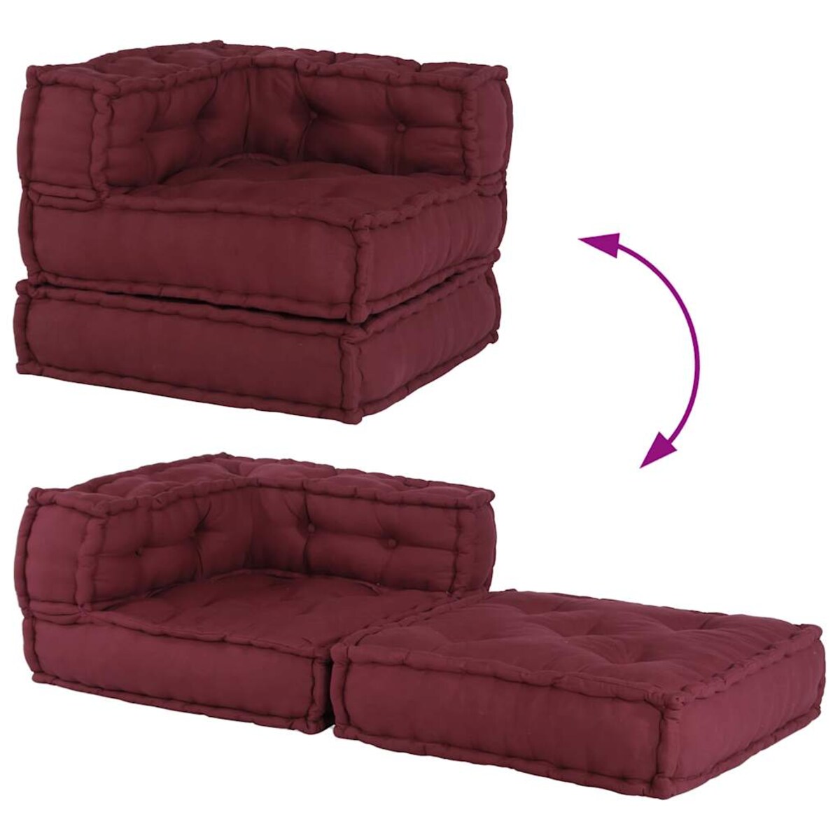 vidaXL Modułowa sofa, bordowy, 70x70x54, materiał