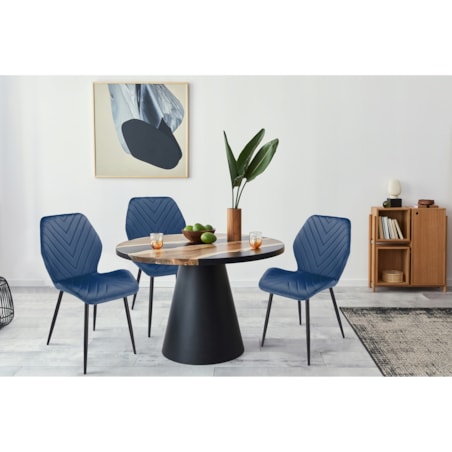 Krzesło tapicerowane welurowe MILARE granatowe