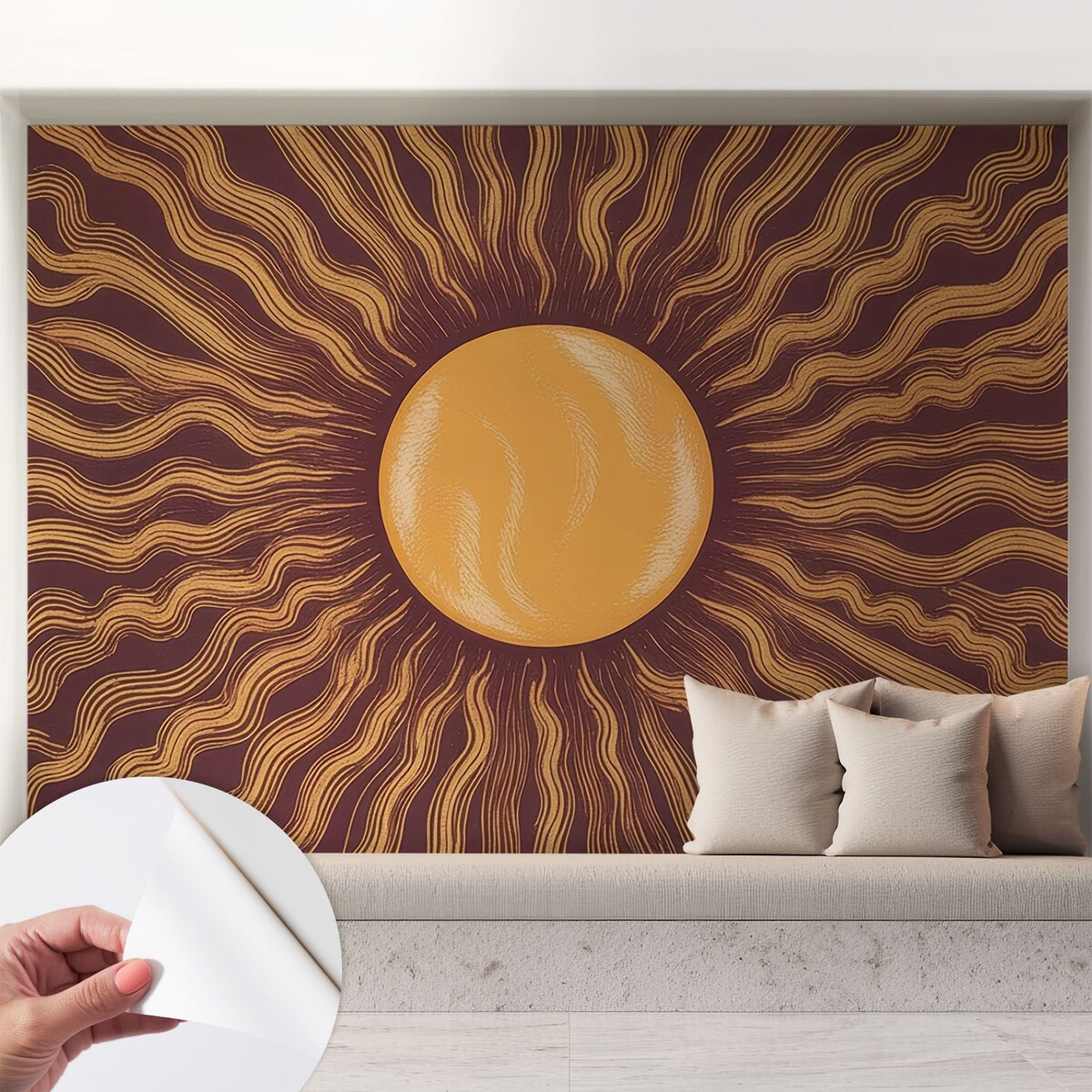 Fototapeta samoprzylepna 208x146 cm - Słoneczne promienie, tapeta ścienna brązowa