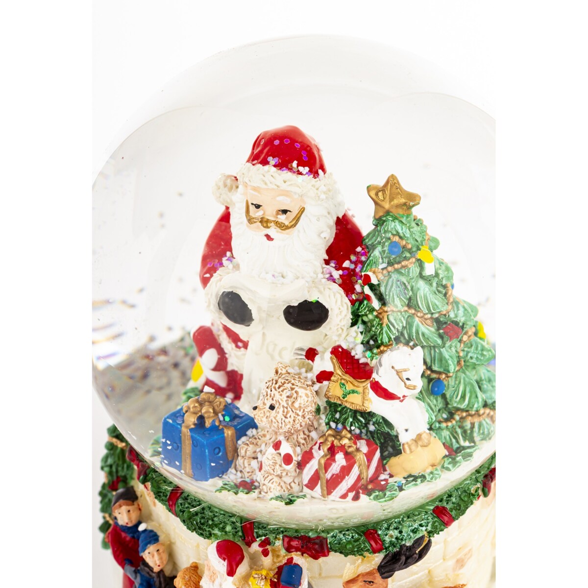 Kula śnieżna z Mikołajem i choinką 14,5x10,5x9,5 cm pozytywka