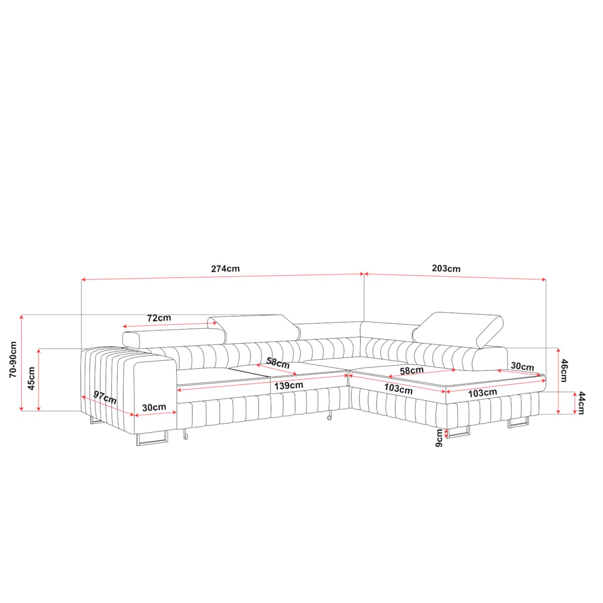 Narożnik NOLA do salonu, na złotych nogach-lewostronny-Matt Velvet beżowy