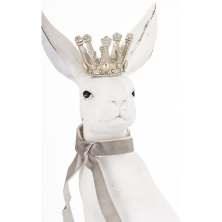 Figurka - biały królik z koroną 37x15x19 cm REGO-2 z aksamitką