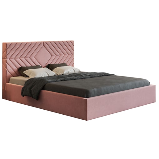 Łóżko tapicerowane 160x200 OLDO 2 z pojemnikiem, do sypialni- różowe