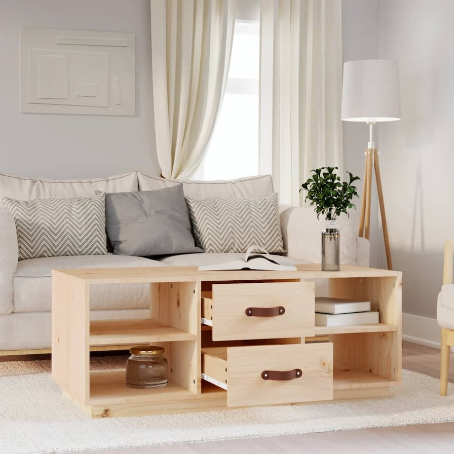 vidaXL Stolik kawowy, 100x50x41 cm, lite drewno sosnowe