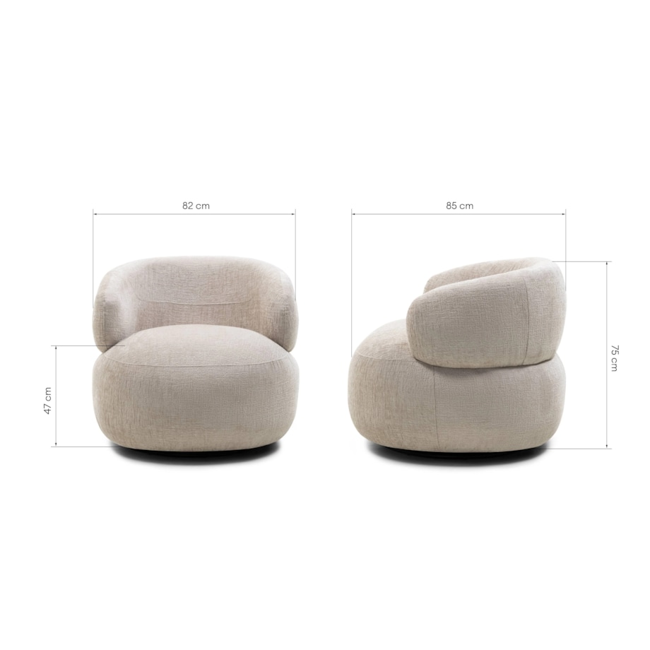 Fotel obrotowy 75x82x85 cm BAMBEL jasnobeżowy