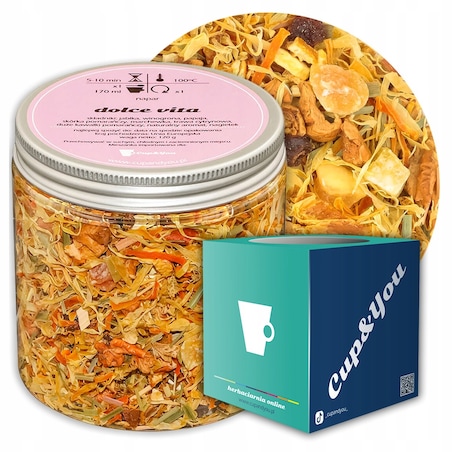 Herbata owocowa DOLCE VITA o smaku grejpfruta z pomarańczą PREMIUM Cup&You - herbata liściasta sypana mieszanka napar susz - gotowa na prezent upominek