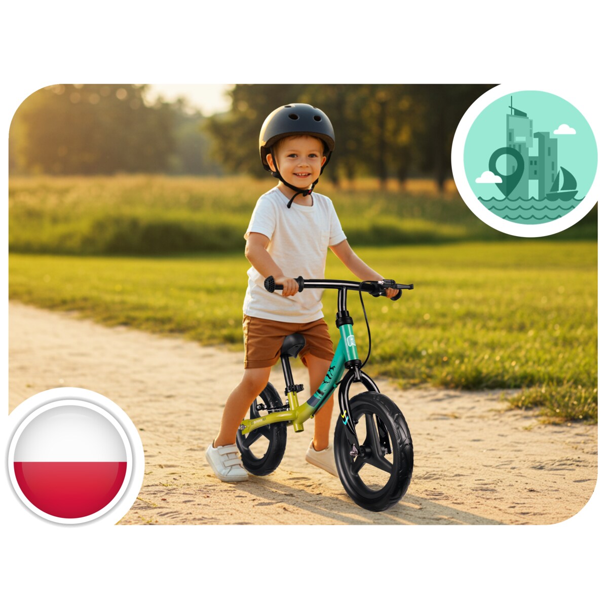 Rowerek biegowy dla dzieci rower dziecięcy lekki Fun Adventure Ricokids zielono-czarny