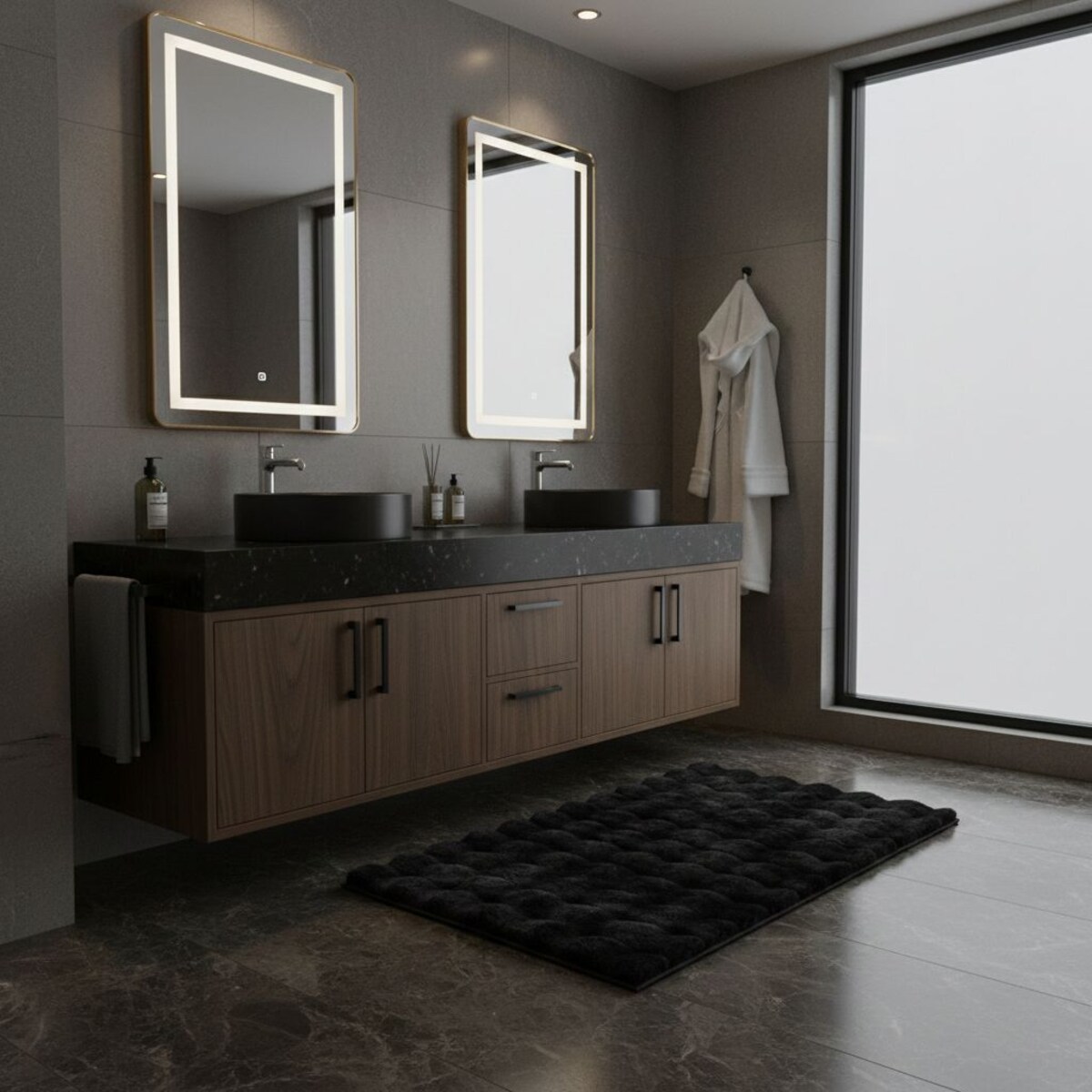 Kleine Wolke Cloud Luksusowy Dywanik łazienkowy 70x120 cm czarny supermiękki