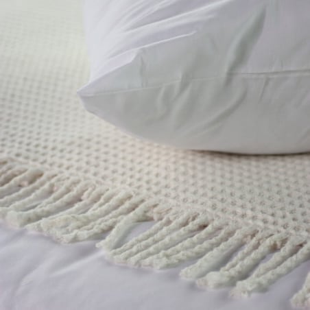 Koc Narzuta Pled miękki na Łóżko Wafel Bawełniany Naturalny 150 x 200 Ciepły