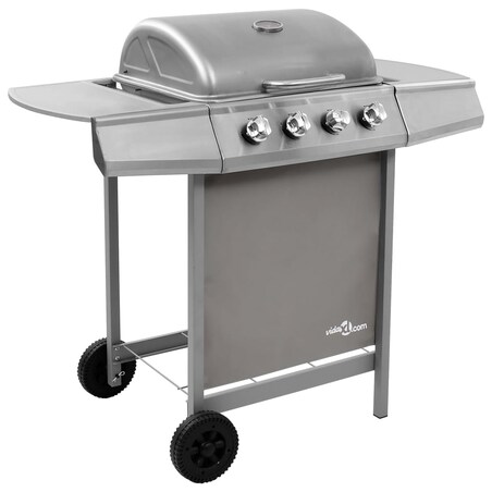 vidaXL Grill gazowy z 4 palnikami, srebrny
