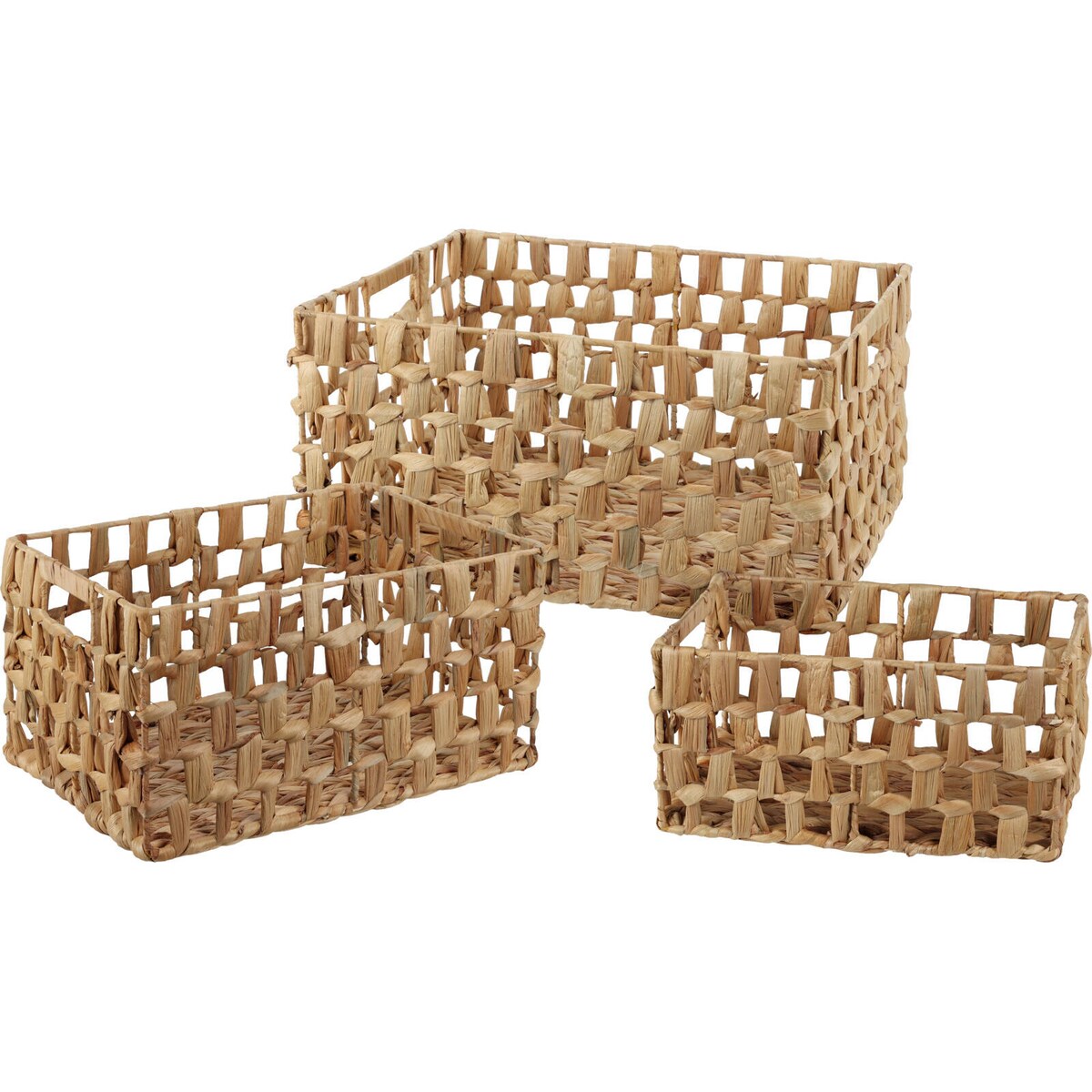 Kosze do przechowywania, plecionka z hiacyntu morskiego, prostokątne, 3 sztuki