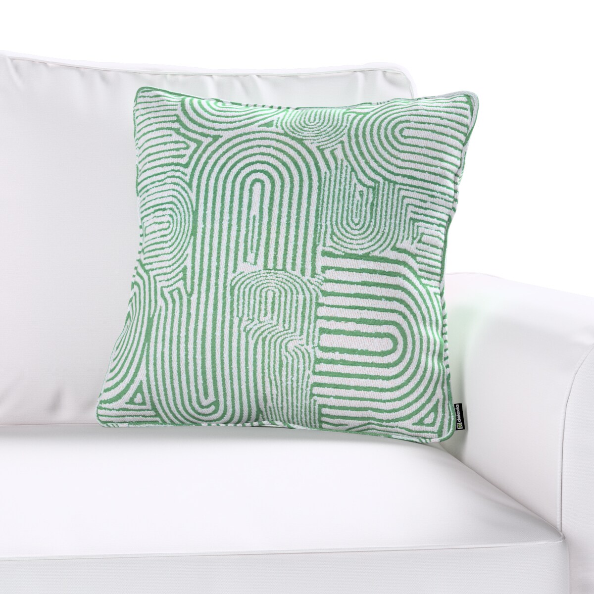 Poszewka Gabi na poduszkę 60x60 miętowe łuki na kremowym tle