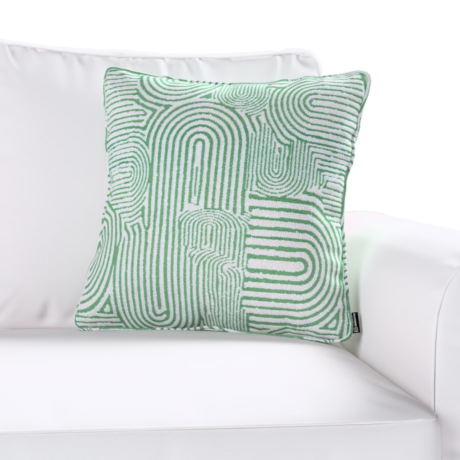 Poszewka Gabi na poduszkę 60x60 miętowe łuki na kremowym tle