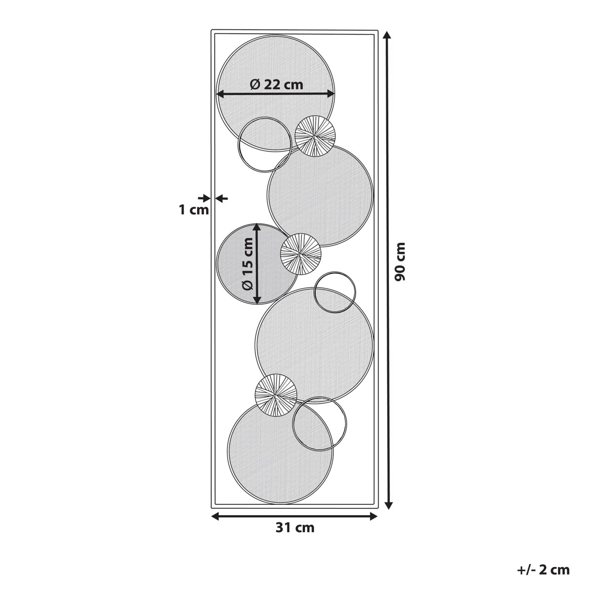 Dekoracja ścienna TUNGSTEN Metal 90 cm Złoty