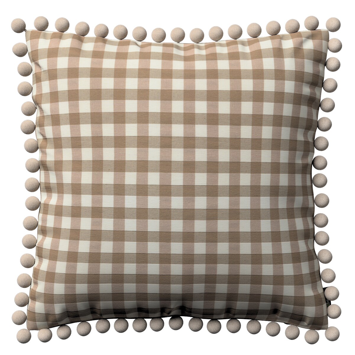 Poszewka Wera na poduszkę 45x45 beżowo-biała kratka (1,5x1,5cm)