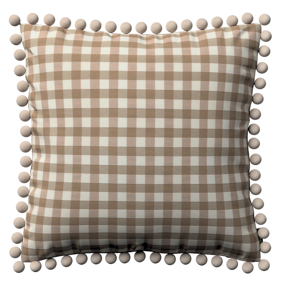 Poszewka Wera na poduszkę 45x45 beżowo-biała kratka (1,5x1,5cm)