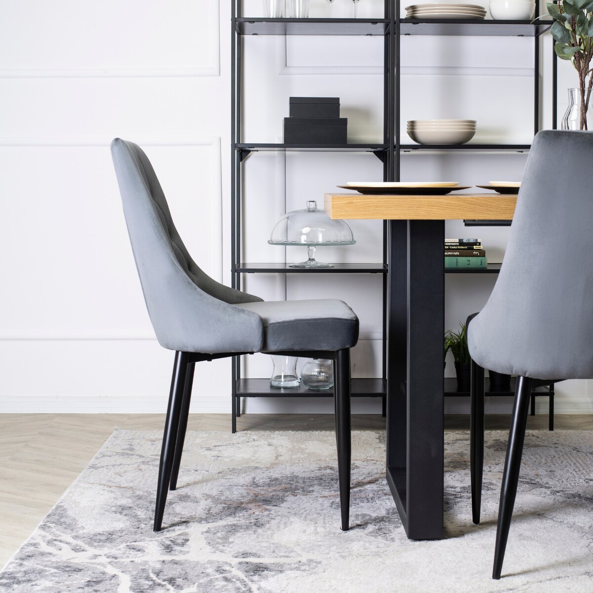 Krzesło Tapicerowane Welur Do Salonu Jadalni Nowoczesne Velvet Szare CORK