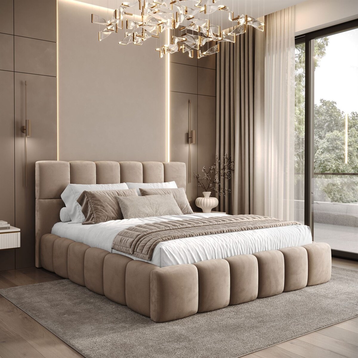 Łóżko tapicerowane VENEZIA, pojemnik na pościel, stelaż 34, 160x200, Royal Velvet 170