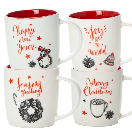 Kubek Świąteczny Na Prezent Ceramiczny Boże Narodzenie 370 Ml Biały Ceramiczny Bombka