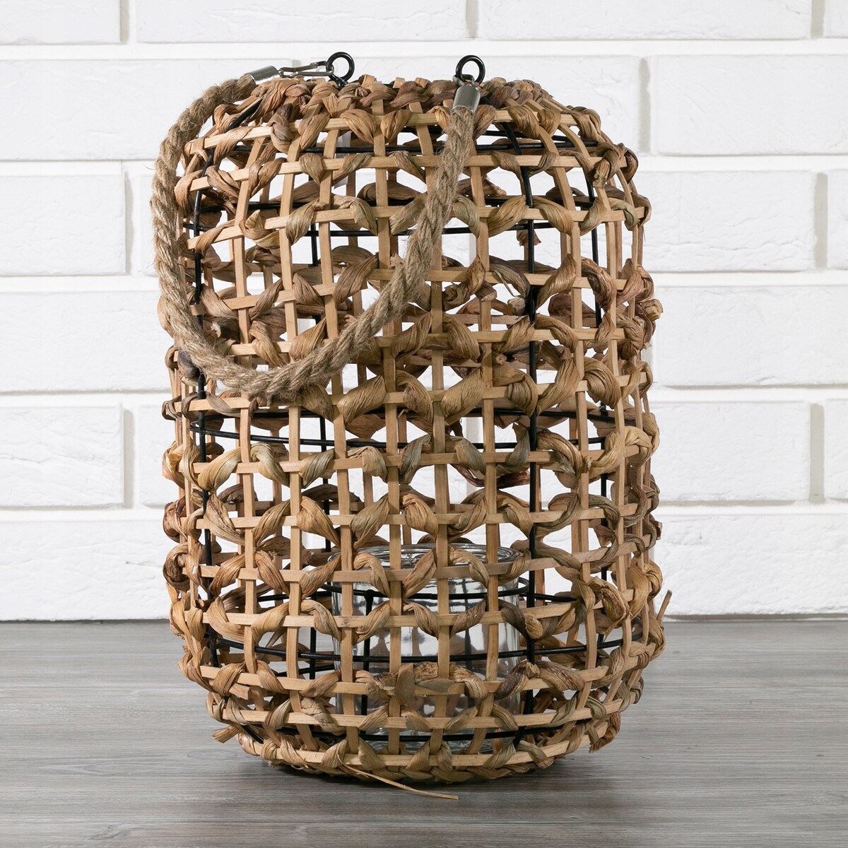 LAMPION STYL BOHO bambusowy kolor naturalny
