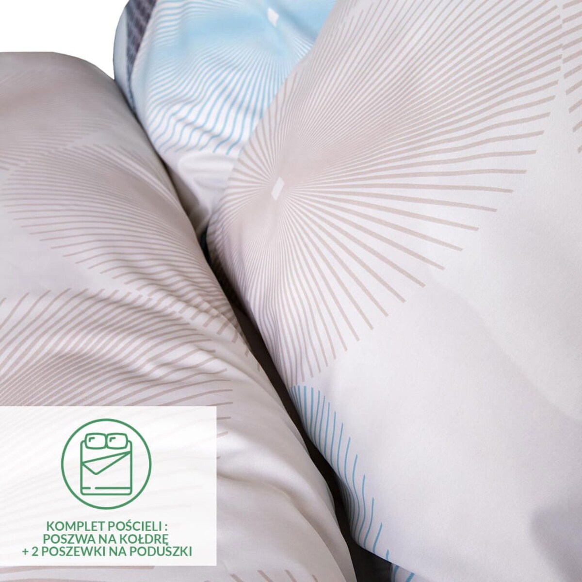 Pościel satyna bawełniana 200x220 Exclusive Enno biała w niebieskie koła