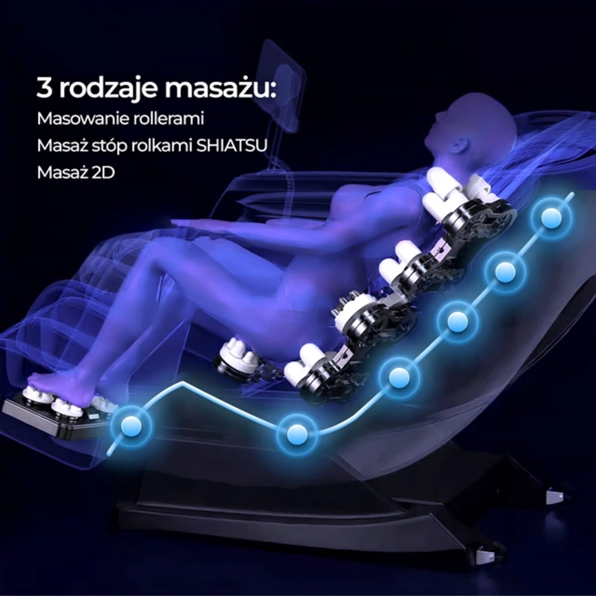 Fotel z Masazem Rozkladany VX MAX ANG Szary Masujacy Relax