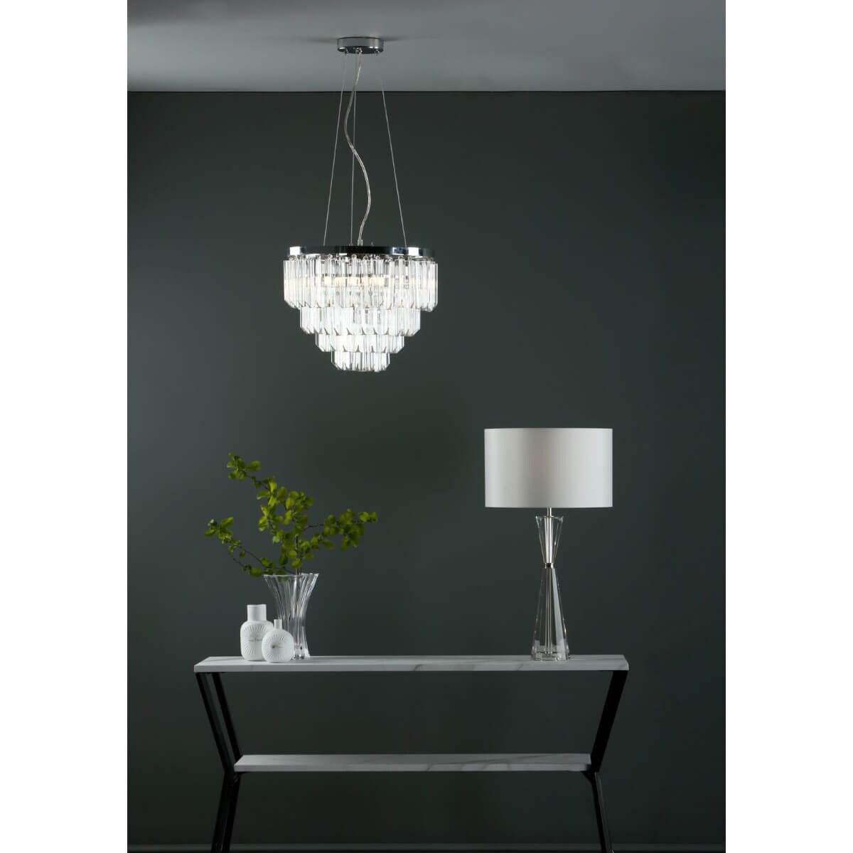 Żyrandol salonowy glamour Fame FAM0538 Dar Lighting metal szkło przezroczysty chrom