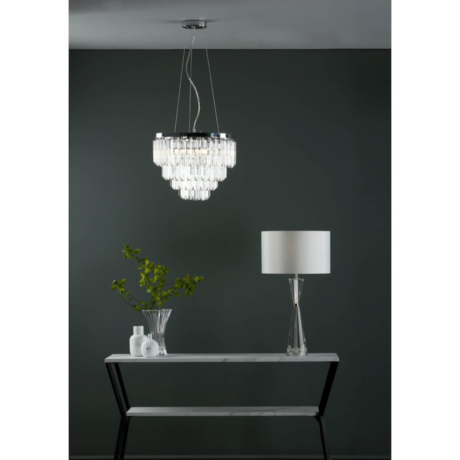 Żyrandol salonowy glamour Fame FAM0538 Dar Lighting metal szkło przezroczysty chrom