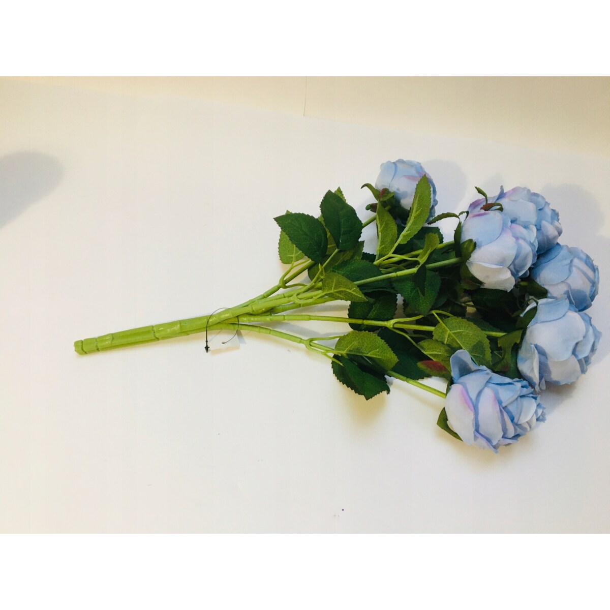 BUKIET DUŻY RÓŻA sztuczna NIEBIESKI LIŚCIE do wazonu flakonu święta pomnik