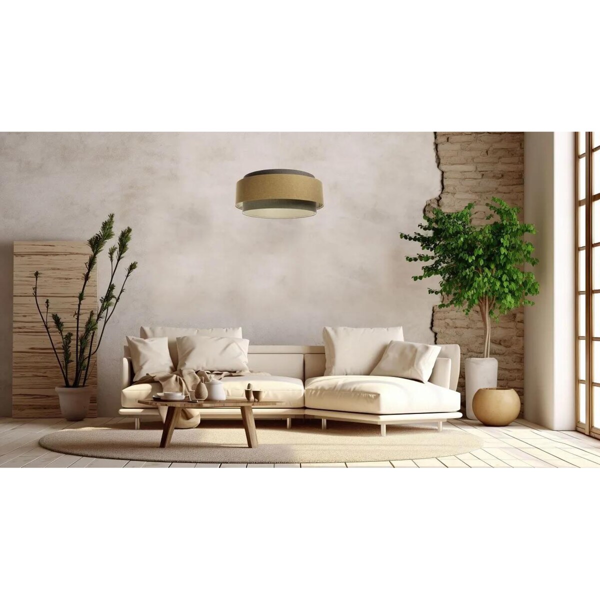 Lampa wisząca ERUTAN DUDU szara/beżowa