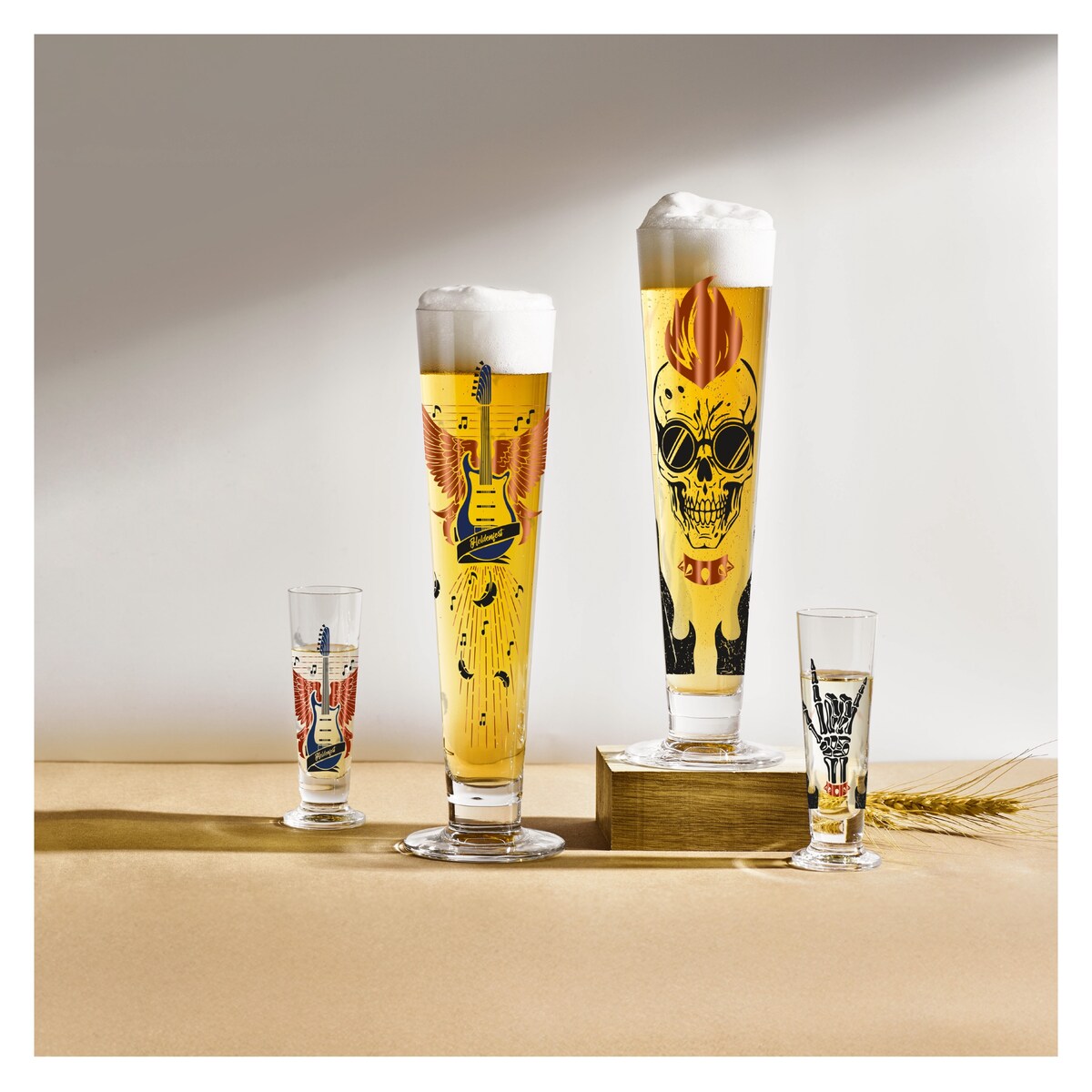 Ritzenhoff Szklanka do piwa kryształ 385 ml Heldenfest motyw czaszka tatuaż premium