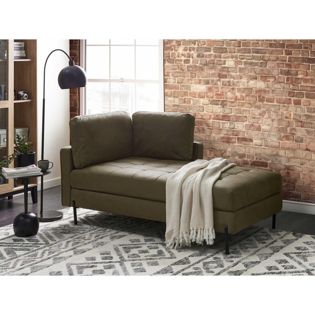 Szezlong lewostronny zielony REBAIS