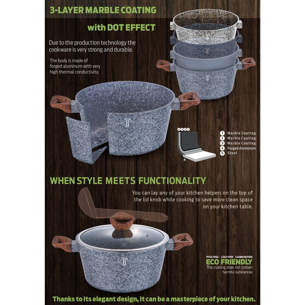 Zestaw garnków BERLINGER HAUS Forest Line 15 elementów