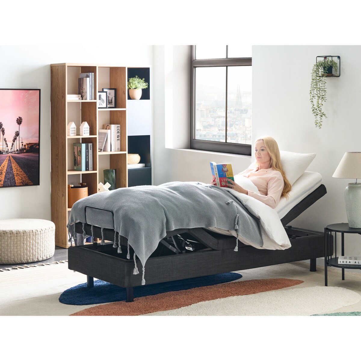 Łóżko regulowane bez zagłówka DUKE 80 x 200 cm Ciemnoszary