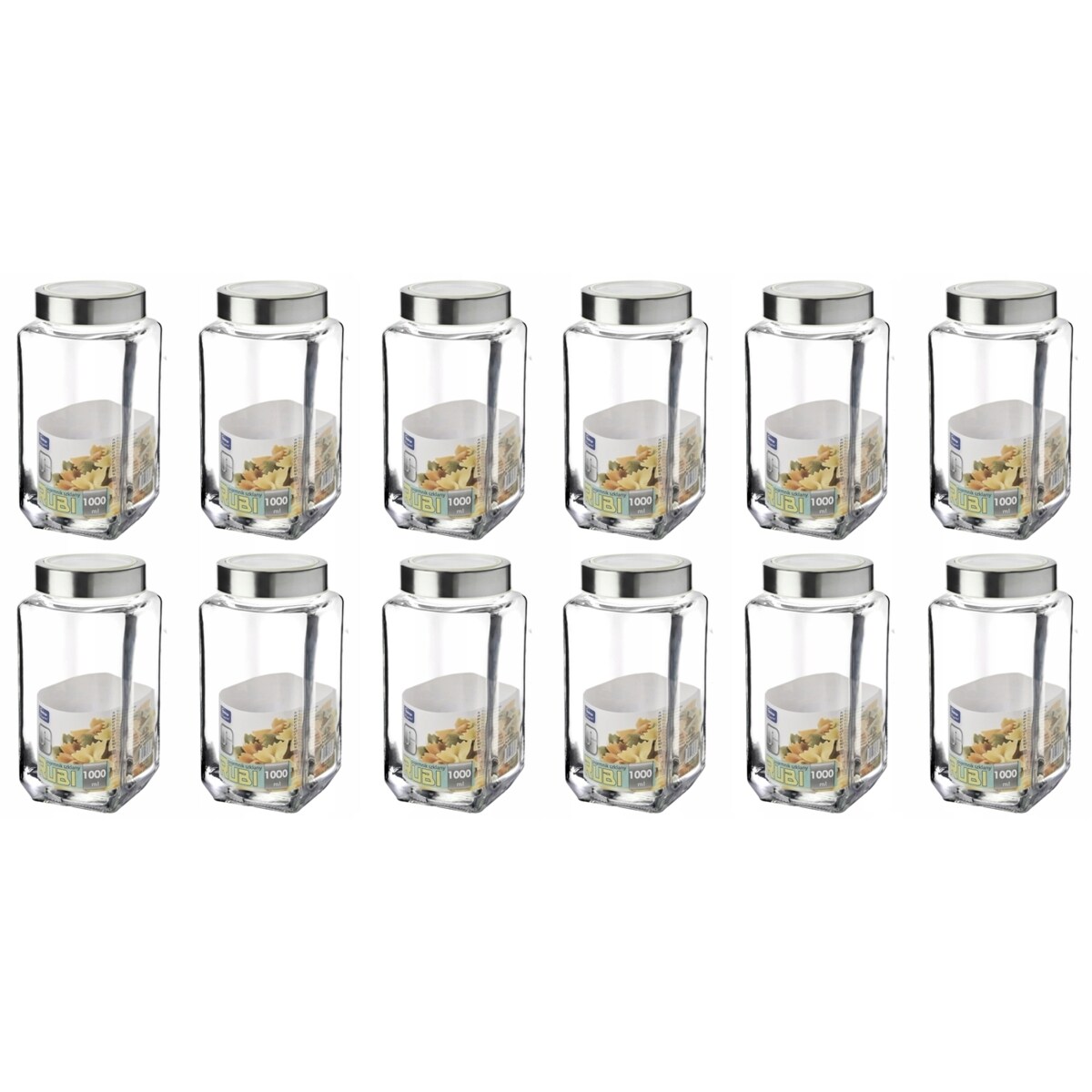 SŁOIK Pojemnik kuchenny SZKLANY Rubi 12 x 1 L do szuflad szafki na jedzenie