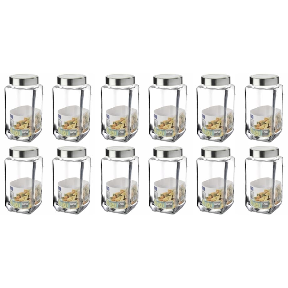 SŁOIK Pojemnik kuchenny SZKLANY Rubi 12 x 1 L do szuflad szafki na jedzenie