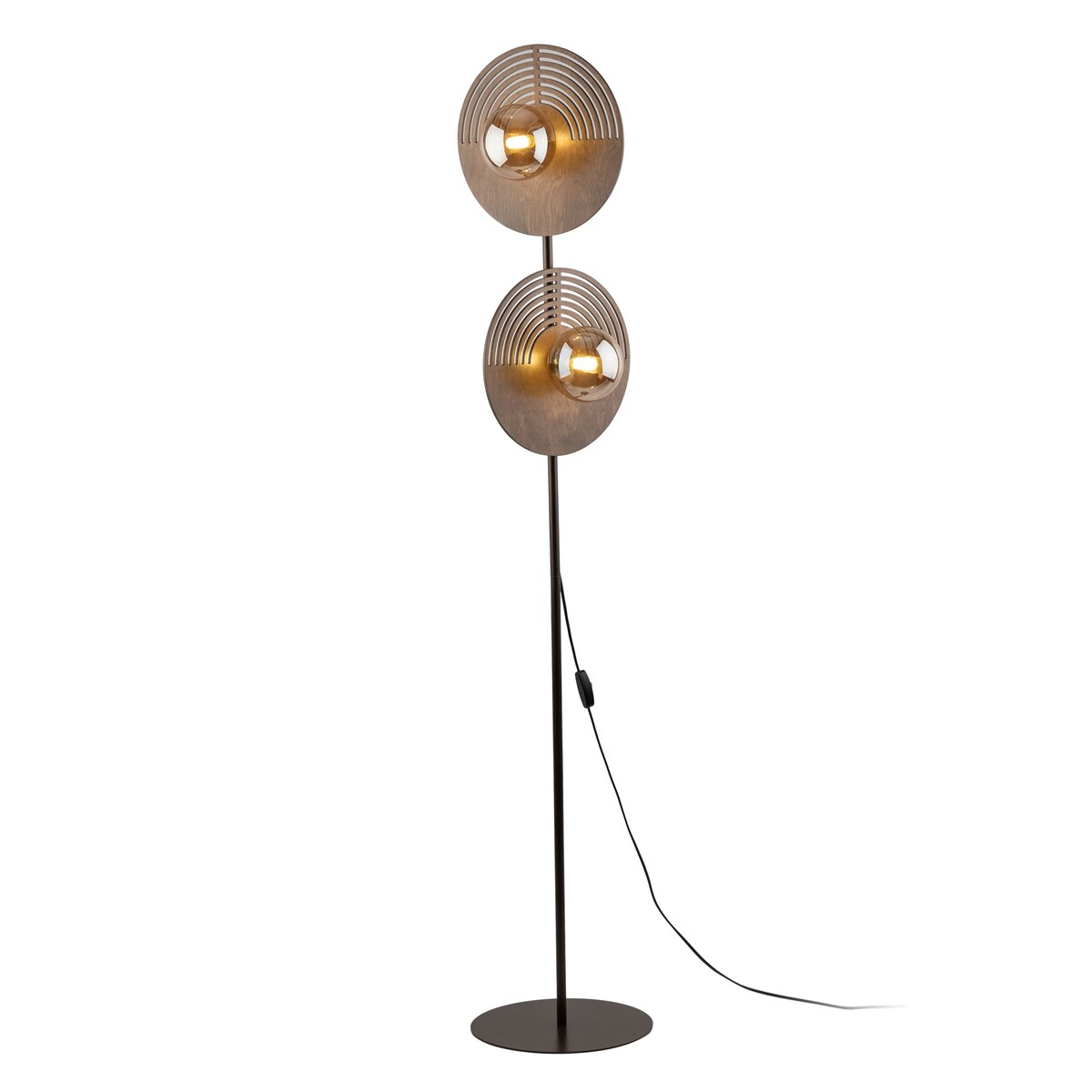 Lampa podłogowa TK Lighting LUNAR WOOD 16135, biała z drewnem, 160 cm, 2xG9 LED