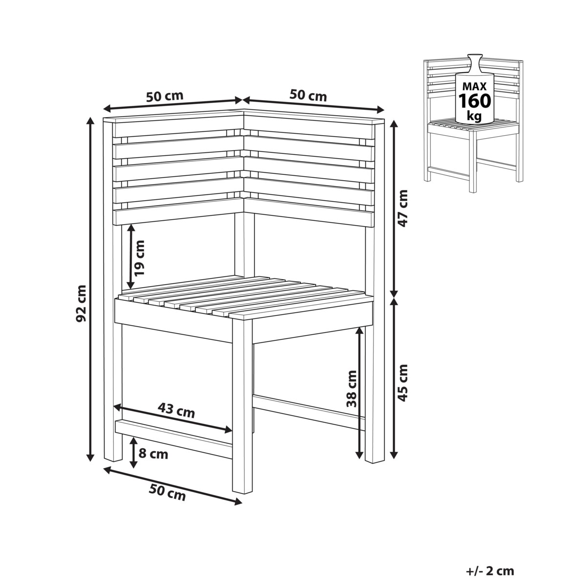 Moduł narożny drewno akacjowe TREIA