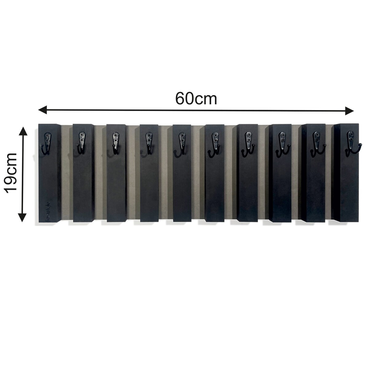 Drewniany wieszak na klucze Lamele 60cm czarny