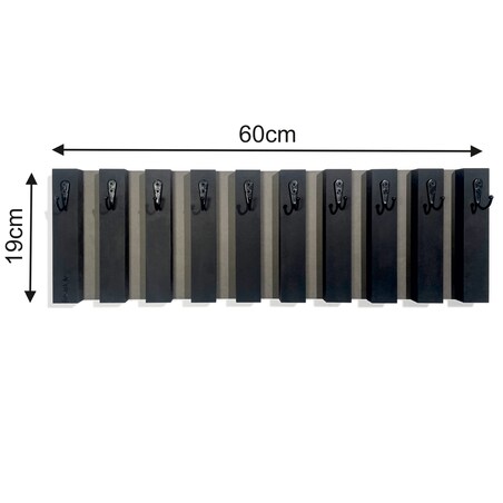 Drewniany wieszak na klucze Lamele 60cm czarny