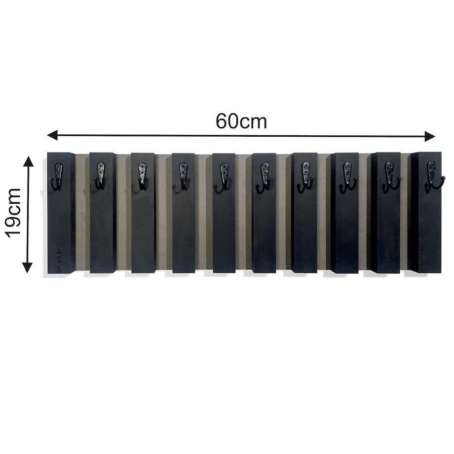 Drewniany wieszak na klucze Lamele 60cm czarny