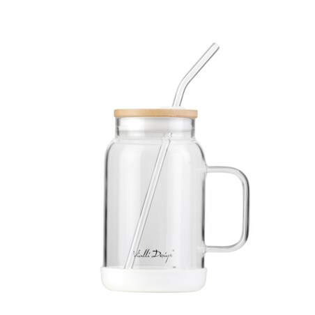 Słoik ze słomką 600 ml biały Fuori 29835