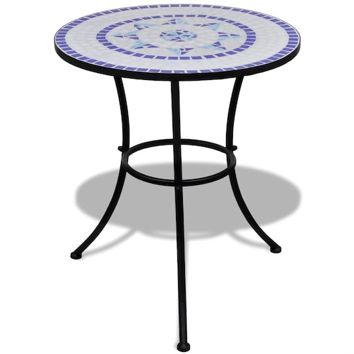 vidaXL Stolik bistro, niebiesko-biały, 60 cm, mozaikowy