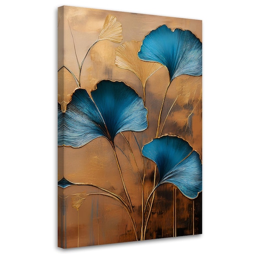 Obraz na płótnie do salonu sypialni kuchni Kwiaty Ginko Botanika Art Deco 70x100
