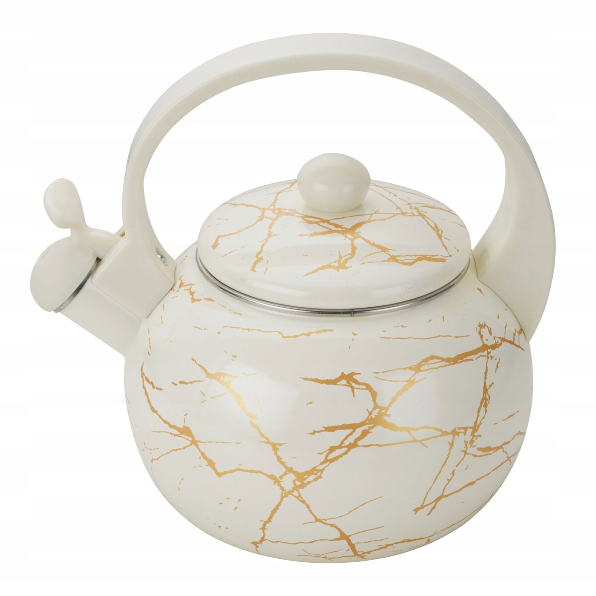 Czajnik Emaliowany Retro 2.2L Z Gwizdkiem Stal Węglowa Biały Indukcja Gaz