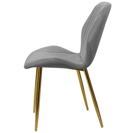 Krzesło tapicerowane welurowe szare do salonu jadalni złote nogi